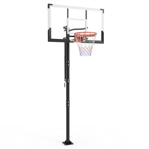 Garvee 54 Inch In Ground Basketball Hoop Outdoor 7.7-10FT Adjustable Height with Crank, in-Gound Basketball Goal System with Shatterproof PC Backborad and Solid Steel Rim image 1