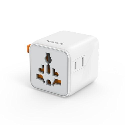 TESSAN Universal Travel Adapter, International Power Adapter with Dual AC Outlet, Small Worldwide Plug Adaptor for US to Europe UK Australia Ireland Japan (Type C G A I) image 1