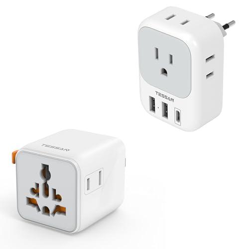 TESSAN Universal Travel Adapter (Type C G A I) Small Worldwide Plug Adaptor and European Travel Plug Adapter Type C Power Adaptor image 1