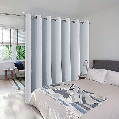 NICETOWN Ceiling Curtains, Room Divider Curtain Screen Partition, Vertical Blind for Sling Door, Blackout Window Curtain, Privacy Blind for Patio (Greyish White, Single Panel, 12.5ft Wide x  image 1