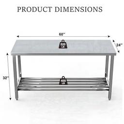 Garvee 60" x 24" Stainless Steel Folding Prep Table, Heavy Duty Commercial Work Table with Adjustable Undershelf for Restaurant, Kitchen, Food Service, Space-Saving, No Installation Required image 11
