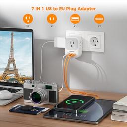 European Travel Plug Adapter 2 Pack, TESSAN US to Europe Plug Adapter to Italy Spain France Portugal Iceland Germany image 12