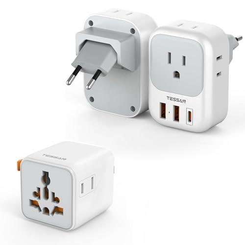 TESSAN Universal Travel Adapter (Type C G A I) Small Worldwide Plug Adaptor and European Travel Plug Adapter Type C Power Adaptor Foldable 4 Outlets 3 USB (1 USB-C PD 20W) image 1
