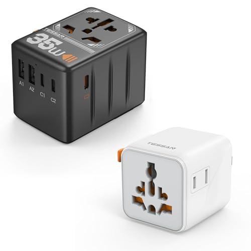 TESSAN Universal Travel Adapter with Dual AC Outlet Small Worldwide Plug Adaptor and 35W International Power Adapter with 3 USB C and 2 USB A Ports (Type C G A I) image 1