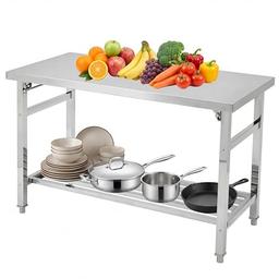 Garvee 60" x 24" Stainless Steel Folding Prep Table, Heavy Duty Commercial Work Table with Adjustable Undershelf for Restaurant, Kitchen, Food Service, Space-Saving, No Installation Required image 9