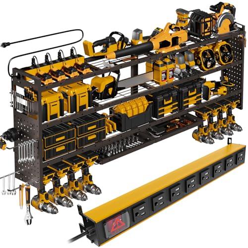STURDIFLOW 64" Power Tool Organizer Wall Mount with 8-Outlet Charging Station