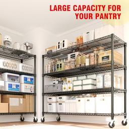 Garvee 4-Tiers Storage Shelves Heavy Duty Garage Shelving Units with Wheels 59" W x 71.8" H, 2640LBS Rolling Wire Shelving Rack, Adjustable Shelf for Garage Kitchen Warehouse Industrial Pantry image 9