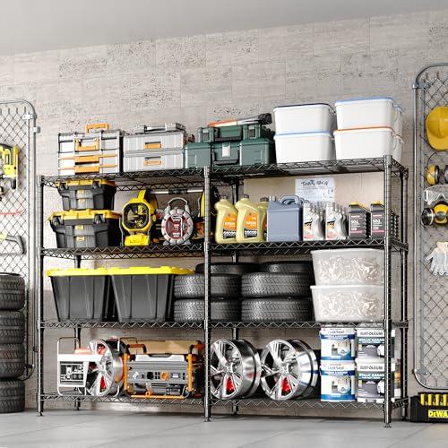 Garvee Storage Shelves 60" W Heavy Duty Metal Shelving Unit, 4-Tier Wire Rack Shelving for Kitchen Garage Storage, Load 1060LBS, Adjustable Wire Shelf for Pantry Room Basement, 13.8" Dx59.5  image 1