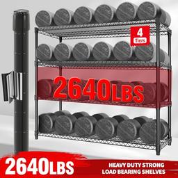 Garvee 4-Tiers Storage Shelves Heavy Duty Garage Shelving Units with Wheels 59" W x 71.8" H, 2640LBS Rolling Wire Shelving Rack, Adjustable Shelf for Garage Kitchen Warehouse Industrial Pantry image 11