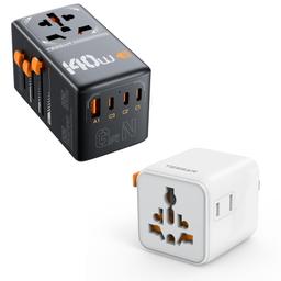 TESSAN Universal Travel Adapter with Dual AC Outlet Small Worldwide Plug Adaptor and GaN 140W International Power Adapter with 3 USB C and 1 USB A Ports (Type C G A I) image 1