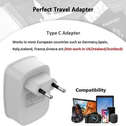 European Travel Plug Adapter 2 Pack, TESSAN US to Europe Plug Adapter to Italy Spain France Portugal Iceland Germany image 8