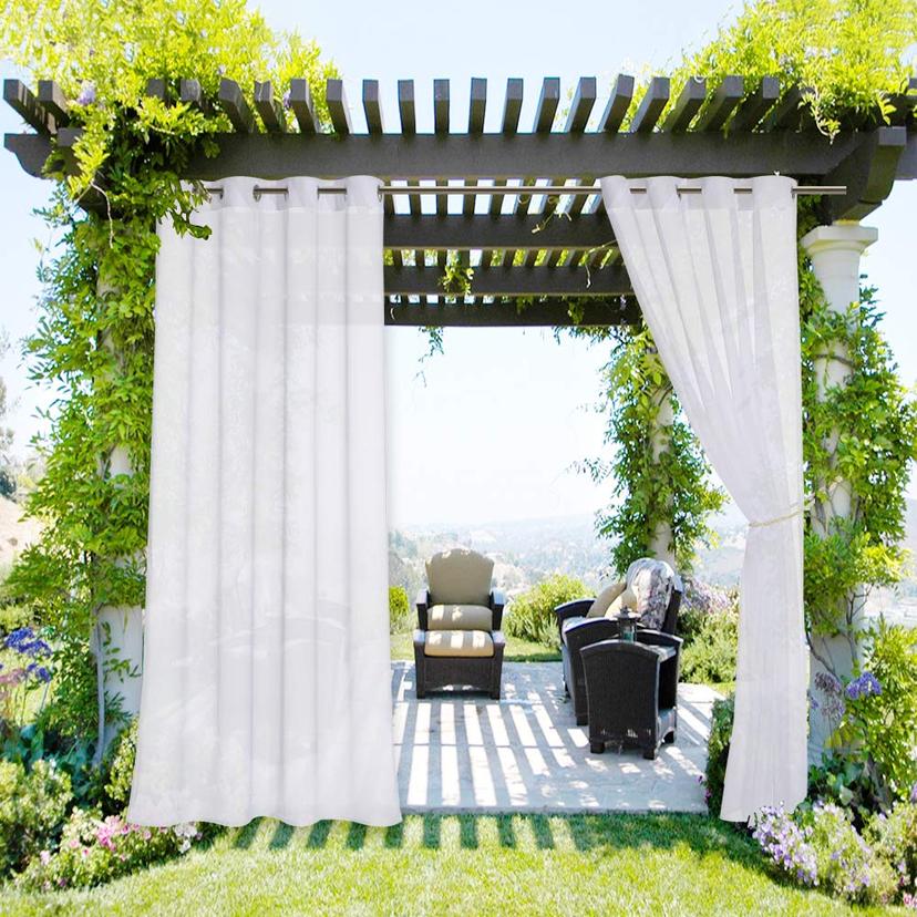 NICETOWN Waterproof Patio Sheer Curtain — White 54"×84"