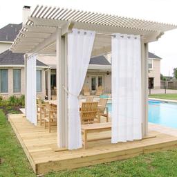 Sheer curtain with light filtering in outdoor setting