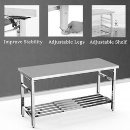 Garvee 60" x 24" Stainless Steel Folding Prep Table, Heavy Duty Commercial Work Table with Adjustable Undershelf for Restaurant, Kitchen, Food Service, Space-Saving, No Installation Required image 6