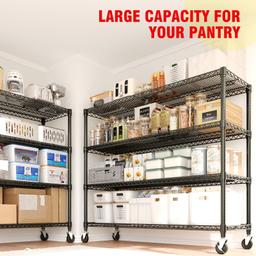 Garvee 4-Tiers Storage Shelves Heavy Duty Garage Shelving Units with Wheels 59" W x 71.8" H, 2640LBS Rolling Wire Shelving Rack, Adjustable Shelf for Garage Kitchen Warehouse Industrial Pantry image 8