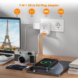 European Travel Plug Adapter 2 Pack, TESSAN US to Europe Plug Adapter to Italy Spain France Portugal Iceland Germany image 3
