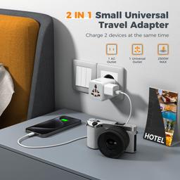 TESSAN Universal Travel Adapter with Dual AC Outlet (Type C G A I) and 220V to 110V Voltage Converter with 4 USB Ports (1 USB C), 3 AC Outlet and EU UK AU IT Plug Power Adapter image 2